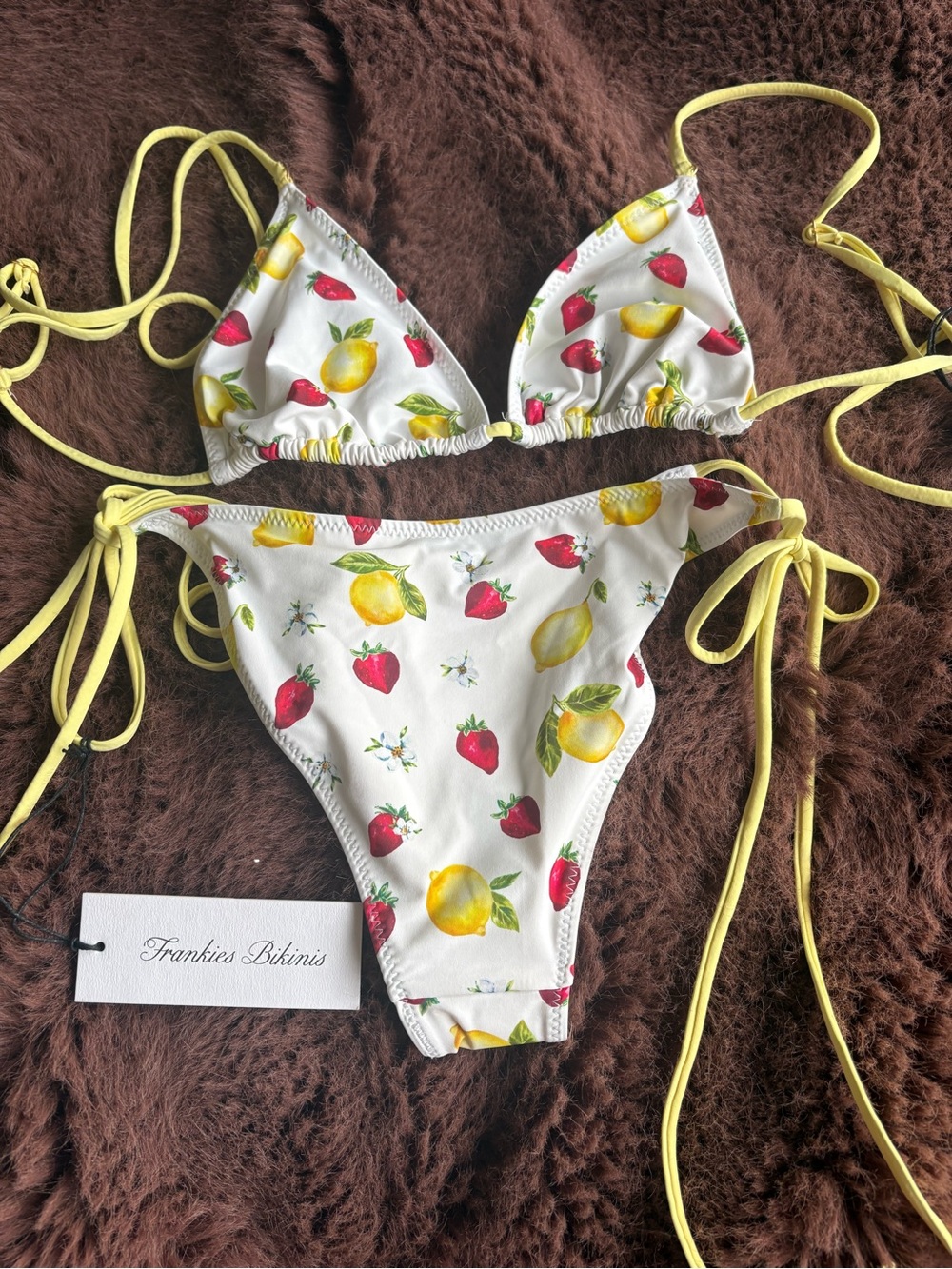 Frankie's Bikinis strawberry and lemon bikini set MEDIUM